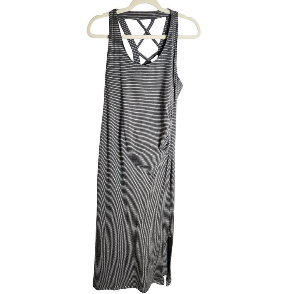 Toad and Co Montauket Long Dress Side Ruching Sz L Organic granolagirl outdoors